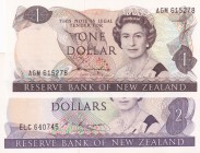 New Zealand, 1-2 Dollars, 1985/1989, UNC, p169;p170, (Total 2 banknotes)
Queen Elizabeth II. Potrait
Estimate: USD 25-50