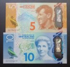 New Zealand, 5-10 Dollars, 2015, UNC, p191; p192, (Total 2 banknotes)
Polymer plastics banknote
Estimate: USD 20-40