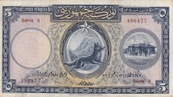 Turkey, 5 Livres, 1927, XF, p120, 1.Emission
Signature: Mustafa Abdulhalik Renda (Minister of Finance)
Estimate: USD 600-1200