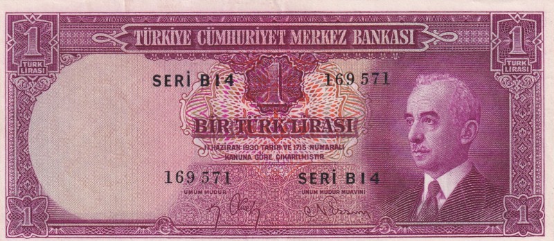 Turkey, 1 Lira, 1942, AUNC, p135, 2. Emission
Natural
Estimate: USD 250-500