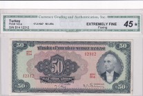 Turkey, 50 Lira, 1947, XF, p143a, 3. Emission
Currency Grading 45*
Estimate: USD 750-1500