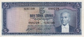 Turkey, 5 Lira, 1952, XF(+), p154, 5.Emission
Natural
Estimate: USD 75-150
