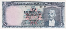 Turkey, 5 Lira, 1961, AUNC, p173a, 5.Emission
Estimate: USD 75-150