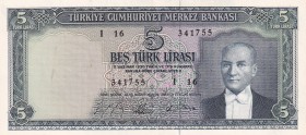 Turkey, 5 Lira, 1965, AUNC, p174a, 5.Emission
There is a counting trace.
Estimate: USD 75-150
