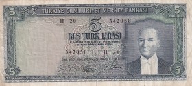 Turkey, 5 Lira, 1965, VF, p174a, 5.Emission
Estimate: USD 15-30