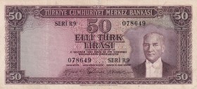 Turkey, 50 Lira, 1956, FINE(+), p164, 5.Emission
There is a 5 mm tear in the upper middle
Estimate: USD 50-100