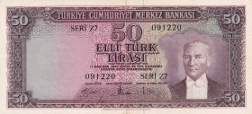 Turkey, 50 Lira, 1957, XF(+), p165, 5.Emission
Natural
Estimate: USD 500-1.000