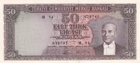 Turkey, 50 Lira, 1964, AUNC(-), p175, 5.Emission
Natural
Estimate: USD 75-150