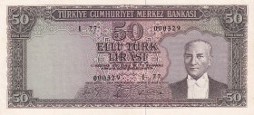 Turkey, 50 Lira, 1964, XF, p175, 5.Emission
Low Serial Number
Estimate: USD 50-100
