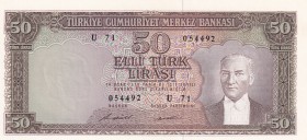 Turkey, 50 Lira, 1971, UNC, p187A, 5.Emission
Estimate: USD 125-250