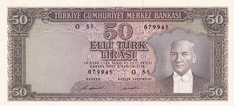 Turkey, 50 Lira, 1971, UNC, p187A, 5.Emission
There is a small stain on the bac...