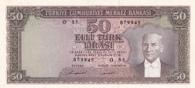Turkey, 50 Lira, 1971, UNC, p187A, 5.Emission
There is a small stain on the back.
Estimate: USD 100-200