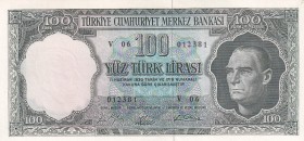 Turkey, 100 Lira, 1964, AUNC, p177, 5.Emission
Estimate: USD 100-200