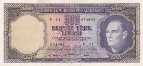 Turkey, 500 Lira, 1968, XF, p183, 5.Emission
There is a slight correction.
Estimate: USD 40-80