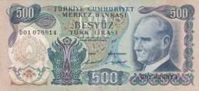 Turkey, 500 Lira, 1971, FINE, p190b, 6.Emission
"D01" prefix
Estimate: USD 25-50