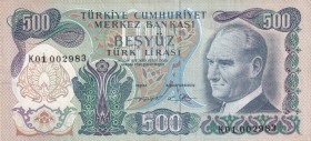 Turkey, 500 Lira, 1974, VF, p190b, 6.Emission
"K01" Prefix
Estimate: USD 75-150