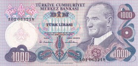 Turkey, 1.000 Lira, 1978, UNC, p191, 6.Emission
"A01" prefix
Estimate: USD 700-1400
