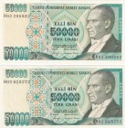 Turkey, 50.000 Lira, 1989, UNC, p203, 7.Emission
Different watermark
Estimate: USD 20.000-40.000