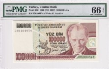 Turkey, 100.000 Lira, 1996, UNC, p206, 7.Emission
PMG 66 EPQ
Estimate: USD 20-40