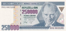 Turkey, 250.000 Lira, 1992, UNC, p207, 7.Emission
"D01" prefix
Estimate: USD 15-30