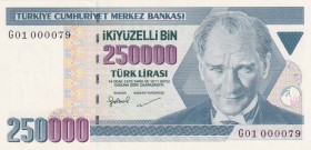 Turkey, 250.000 Lira, 1998, UNC, p211, 7.Emission
Top 100 Serial Numbers
Estimate: USD 75-150