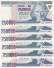 Turkey, 250.000 Lira, 1992/1998, UNC, p207, p211, (Total 6 consecutive banknotes)
7. Emission
Estimate: USD 40-80