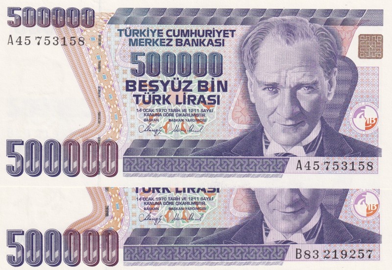 Turkey, 500.000 Lira, 1993, UNC, p208a, 7.Emission
(Total 2 banknotes)
Estimat...