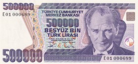 Turkey, 500.000 Lira, 1994, UNC, p208c, 7.Emission
Low Serial Number
Estimate: USD 30-60