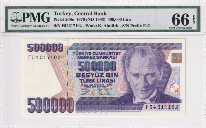 Turkey, 500.000 Lira, 1994, UNC, p208c, 7.Emission
PMG 66 EPQ
Estimate: USD 25...