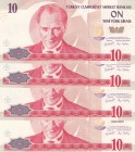 Turkey, 10 New Lira, 2005, UNC, p218, 8.Emission
(Total 4 consecutive banknotes)
Estimate: USD 20-40