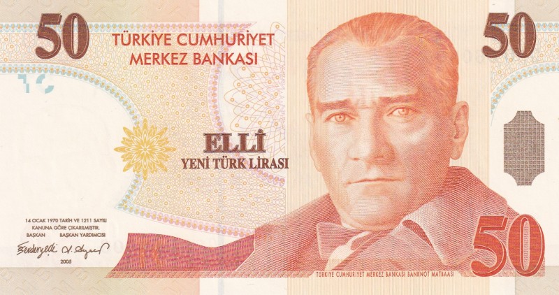 Turkey, 50 New Lira, 2005, UNC, p220, 8.Emission
Nice serial number
Estimate: ...