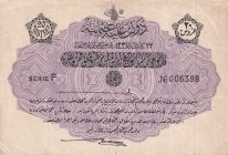 Turkey, Ottoman Empire, 20 Piastres, 1916, XF(-), p80, Talat / Hüseyin Cahid
V. Mehmed Reşad Period, AH: 22 December 1331, sign: Talat / Hüseyin Cahi...