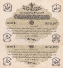 Turkey, Ottoman Empire, 5 Piastres, 1916, UNC, p87, (Total 2 banknotes)
V. Mehmed Reşad Period, AH: 6 August 1332,sign: Talat / Hüseyin Cahid
Estima...