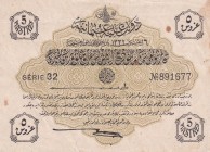 Turkey, Ottoman Empire, 5 Piastres, 1916, XF(+), p87, Talat / Hüseyin Cahid
V. Mehmed Reşad Period, AH: 6 August 1332,sign: Talat / Hüseyin Cahid
Es...