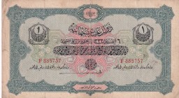 Turkey, Ottoman Empire, 1 Livre, 1916, VF, p90a, Talat / Janko
V. Mehmed Reşad period, AH: 6 August 1332, sign: Talat/ Janko
Estimate: USD 25-50