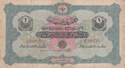 Turkey, Ottoman Empire, 1 Livre, 1916, FINE(+), p90a, Talat / Janko
V. Mehmed Reşad period, AH: 6 August 1332, sign: Talat/ Janko
Estimate: USD 25-5...