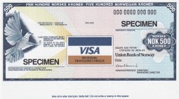 Norway, 500 Kroner, UNC, SPECIMEN
Visa Traveller's Check
Estimate: USD 200-400