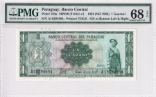 Paraguay, 1 Guarani, 1963, UNC, p193a
PMG 68 EPQ, High Condition
Estimate: USD 100-200