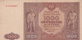 Poland, 1.000 Zlotych, 1946, VF(+), p122
Estimate: USD 50-100