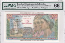 Reunion, 10 Nouveaux Francs on 500 Francs, 1971, UNC, p54b
PMG 66 EPQ
Estimate: USD 750-1.500