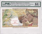 Reunion, 20 Nouveaux Francs on 1.000 Francs, 1971, UNC, p55b
PMG 64 EPQ
Estimate: USD 1.000-2.000