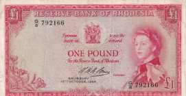Rhodesia, 1 Pound, 1964, VF(-), p25a
Queen Elizabeth II. Potrait
Estimate: USD 100-200
