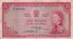 Rhodesia, 1 Pound, 1964, FINE, p25a
Queen Elizabeth II. Potrait
Estimate: USD 75-150