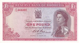 Rhodesia, 1 Pound, 1967, AUNC, p28b
Queen Elizabeth II. Potrait
Estimate: USD 400-800