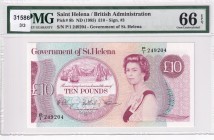 Saint Helena, 10 Pounds, 1985, UNC, p8b
PMG 66 EPQ, Queen Elizabeth II. Potrait
Estimate: USD 125-250