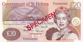 Saint Helena, 20 Pounds, 2012, UNC, p13s, SPECIMEN
Queen Elizabeth II. Potrait
Estimate: USD 100-200
