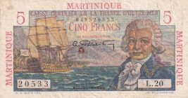 Saint Pierre & Miquelon, 5 Francs, 1950/1960, VF, p22
There are stains and tears.
Estimate: USD 20-40