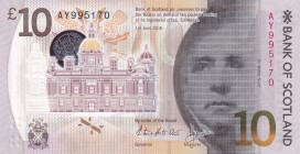 Scotland, 10 Pounds, 2016, UNC, p131
Polymer plastics banknote
Estimate: USD 20-40
