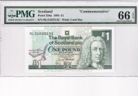 Scotland, 1 Pound, 1994, UNC, p358a
PMG 66 EPQ, Commemorative banknot
Estimate: USD 70-140