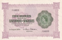 Seychelles, 5 Rupees, 1954, UNC(-), p11a
Queen Elizabeth II. Potrait
Estimate: USD 1500-3000